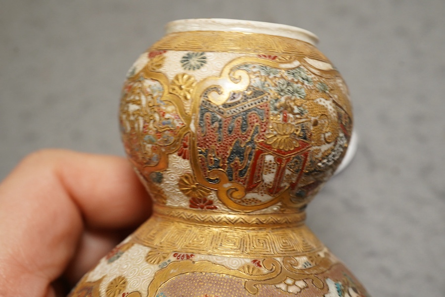 A pair of Japanese Satsuma double gourd-shaped miniature vases, early 20th century